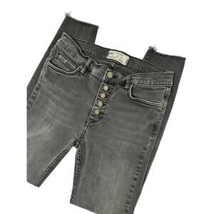 Free People Black Skinny Jeans Size 27 Front Button